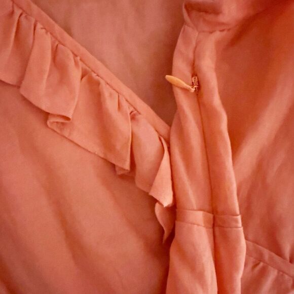 J.CREW | Black Label Orange Silk Blend Ruffle Button Peasant Blouse Silk | 6 - Picture 7 of 7